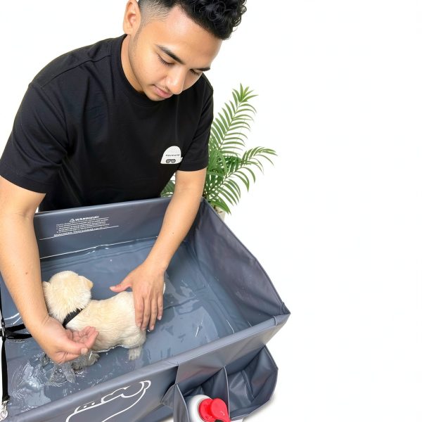 Amlmpet Dog Bathtub Elevated Foldable Pet Wash Station-1