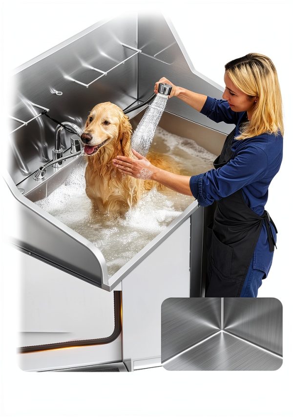 VEVOR Dog Grooming Tub Foldable Ramp Hot Cold Faucet-8