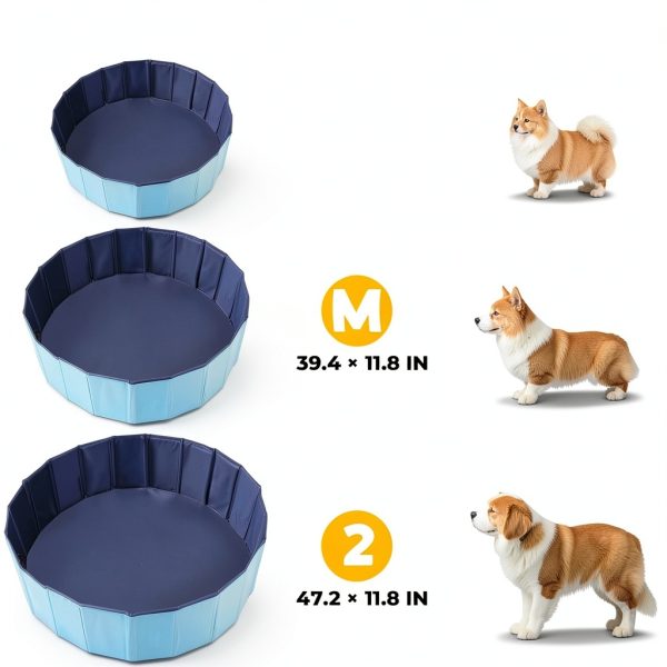 FLKQC Foldable Dog Pool Blue Pet Bathtub Whelping Box-1