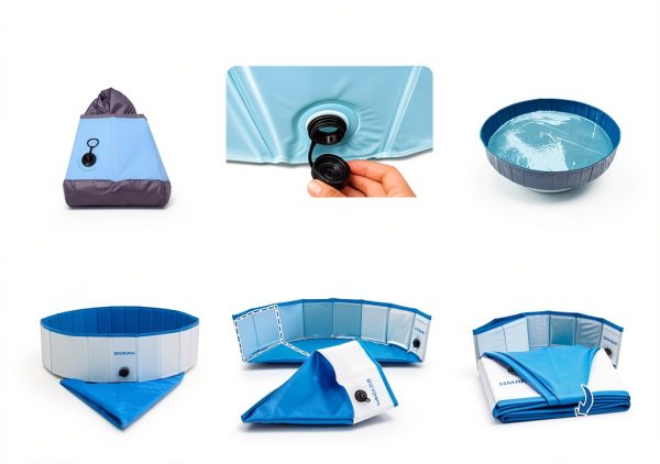 BECROWM Foldable Pet Pool Durable Portable Dog Bath Tub-7