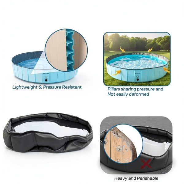 BECROWM Foldable Pet Pool Durable Portable Dog Bath Tub-3
