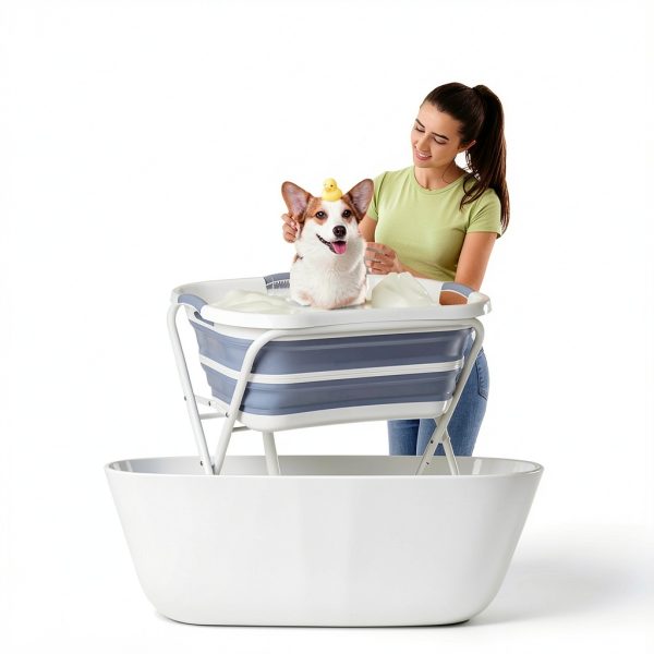 Portable Dog Bathtub Foldable Pet Wash Station Safety Collar-1