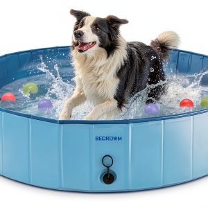 BECROWM Foldable Pet Pool Durable Portable Dog Bath Tub-0