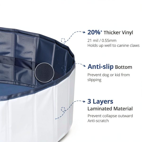 Petace Portable Dog Pool Collapsible Sturdy PVC Pet Bath Tub-4