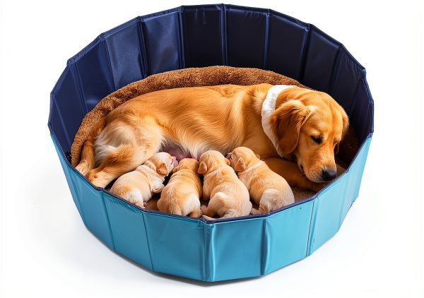 FLKQC Foldable Dog Pool Blue Pet Bathtub Whelping Box-0