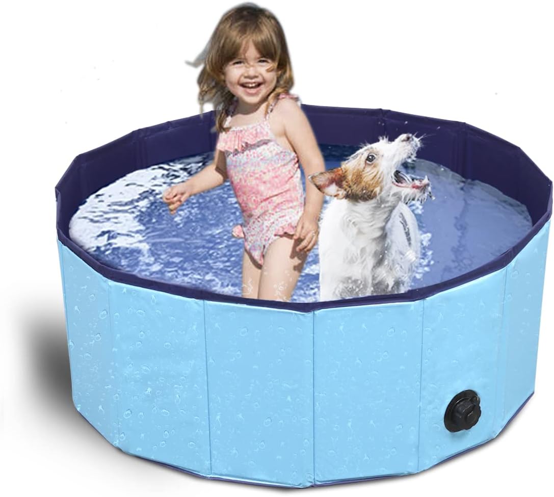 Installing TMbsfatn Portable Dog Bathtub Foldable PVC Pet Pool on a patio