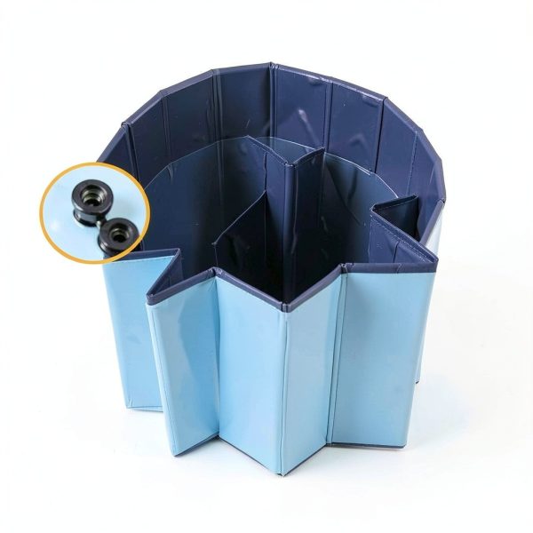 FLKQC Foldable Dog Pool Blue Pet Bathtub Whelping Box-3