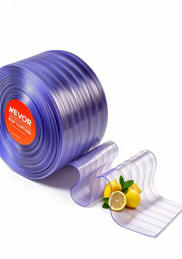 VEVOR Clear PVC Strip Curtain 101 ft x 12 in Ribbed Insulated Door-4