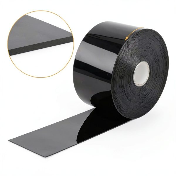 PVC Strip Door Curtain 164ft L x 7in W Plastic Strips Curtain Black Vinyl Bulk Roll for Commercial Industrial Door Garage Workshop Pet Home Warehouse-1