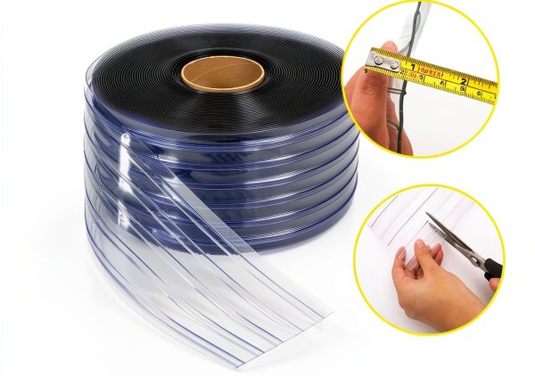 Plastic Vinyl Strip Door Curtain kalwason Clear Ribbed PVC Roll 148 Ft-2