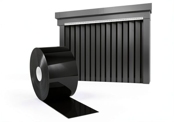 PVC Strip Door Curtain 164ft L x 7in W Plastic Strips Curtain Black Vinyl Bulk Roll for Commercial Industrial Door Garage Workshop Pet Home Warehouse-0