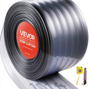 VEVOR Clear PVC Strip Curtain 101 ft x 12 in Ribbed Insulated Door-0