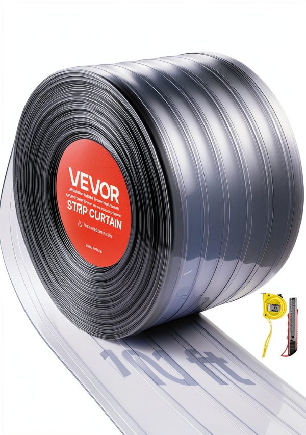 VEVOR Clear PVC Strip Curtain 101 ft x 12 in Ribbed Insulated Door-0