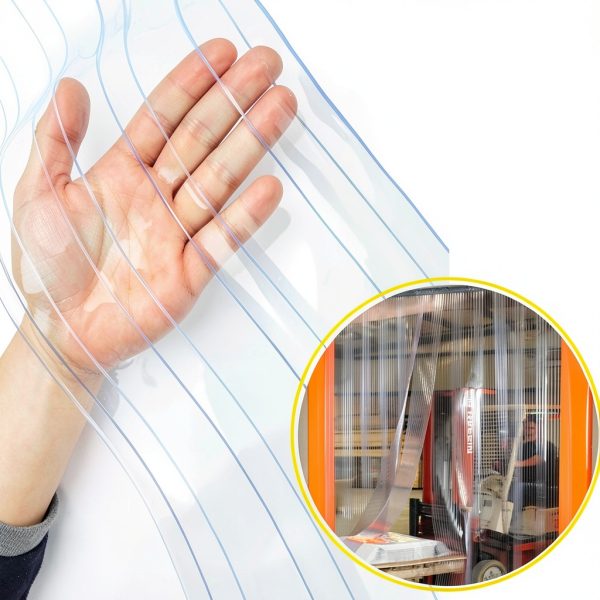 Plastic Vinyl Strip Door Curtain kalwason Clear Ribbed PVC Roll 148 Ft-1