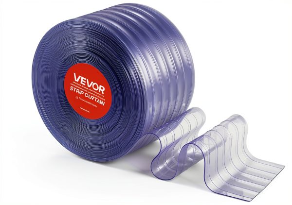 VEVOR Clear PVC Strip Curtain 101 ft x 12 in Ribbed Insulated Door-8