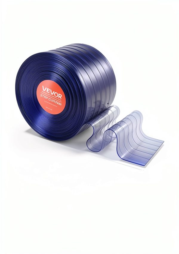 VEVOR Clear PVC Strip Curtain 101 ft x 12 in Ribbed Insulated Door-1