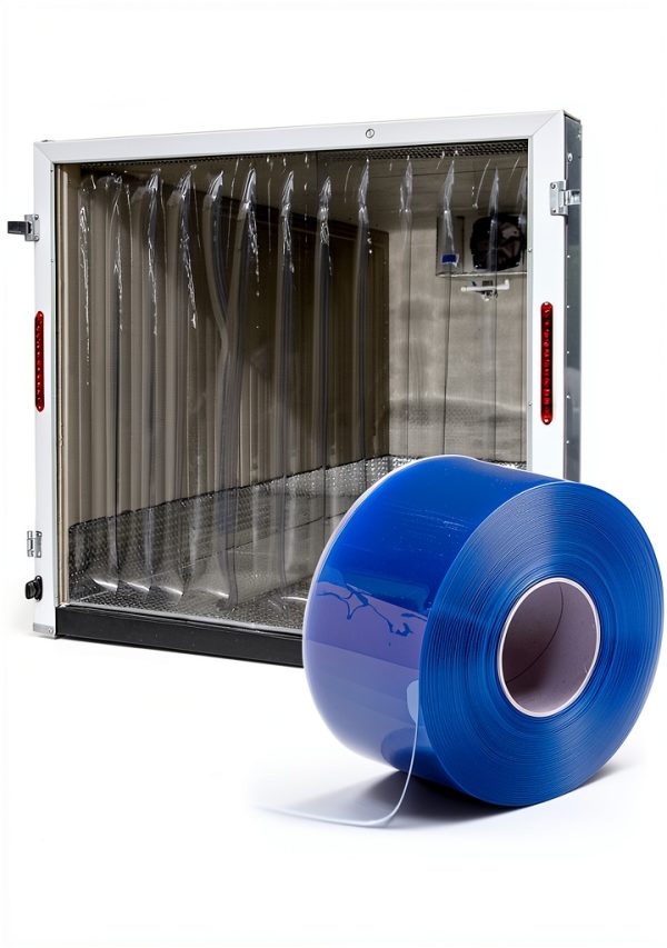 Walk-in Cooler Freezer Vinyl Door Curtain Kalwason PVC 164ft Blue-0