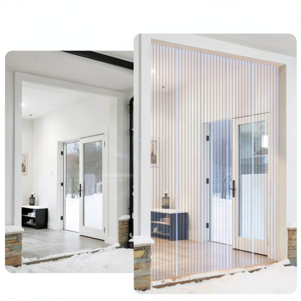 Toriexon Plastic Vinyl Strip Curtain 8' x 7.6" Transparent 0.08" Thick-6