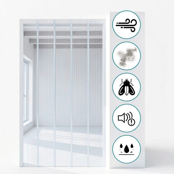 Toriexon Plastic Vinyl Strip Curtain 8' x 7.6" Transparent 0.08" Thick-3