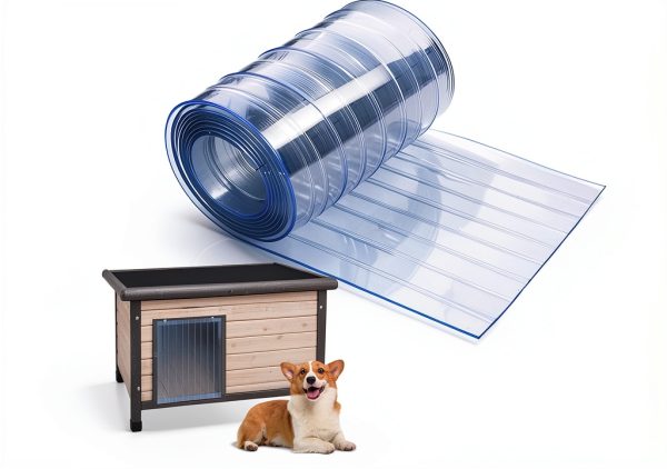 Toriexon Plastic Vinyl Strip Curtain 8' x 7.6" Transparent 0.08" Thick-0