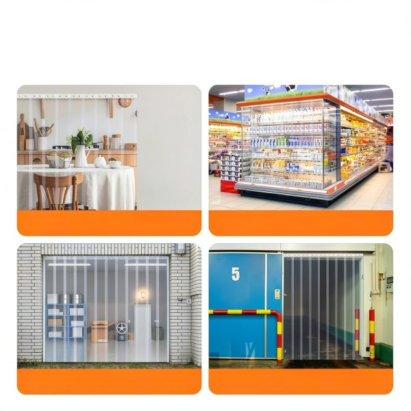 VEVOR Clear PVC Strip Curtain, 50 ft Length x 8 in Width, Plastic Door Strip Bulk Roll, Walk in Freezer Cooler Curtain Strips for Doorways of Supermarket, Garage, Warehouse, Barn, Pet Animal House-5